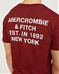 Moscow USA предлагает вам купить футболку Abercrombie Fitch красного цвета с нагрудным карманом, белой надписью на груди и спине. Модель 04788. Доставка по России, Москве и области, самовывоз
