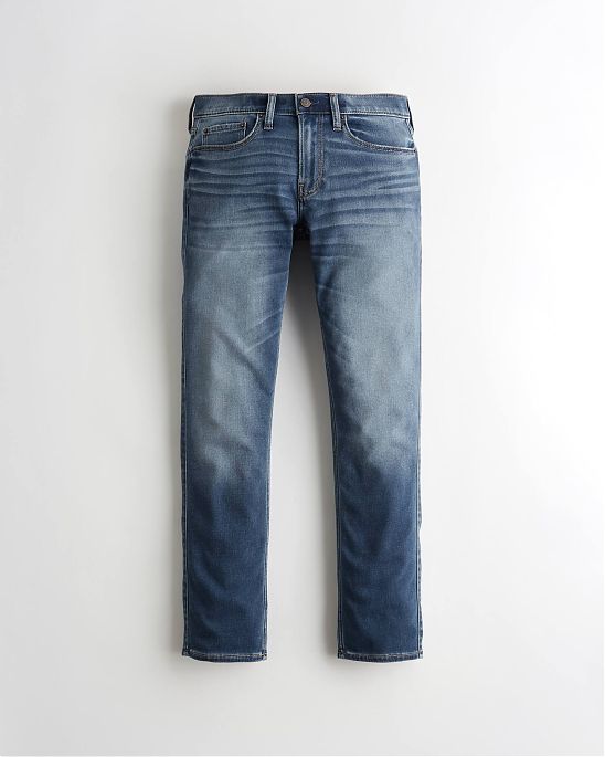 Moscow USA предлагает вам купить джинсы Hollister Slim Straight Jeans синего цвета с небольшими потертостями. Модель 05778. Доставка по России, Москве и области, самовывоз.
