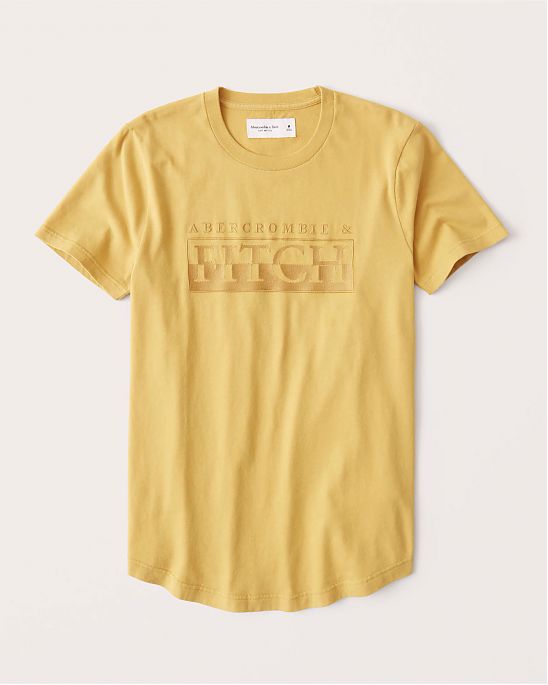 Moscow USA предлагает вам купить футболку Abercrombie Fitch желтого цвета с желтой нашитой надписью и логотипом. Модель 05309. Доставка по России, Москве и области, самовывоз