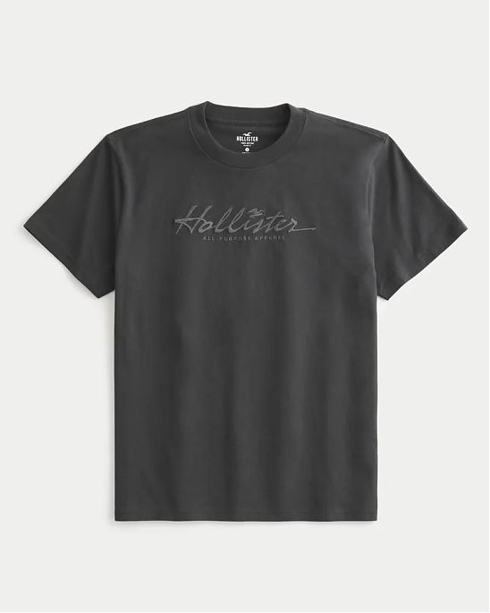 Moscow USA предлагает вам купить футболку Hollister черного(выцветшего) цвета с нашитым логотипом. Модель 07199. Доставка по России, Москве и области, самовывоз.