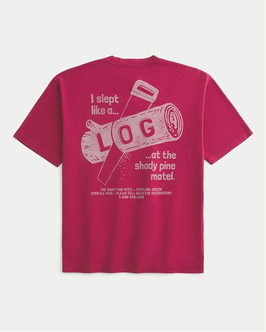 Мужская футболка Hollister красного цвета с принтом Мотеля Щейди Пайн из мягкого хлопка. Оригинальная модель, бесплатная доставка и примерка по России.