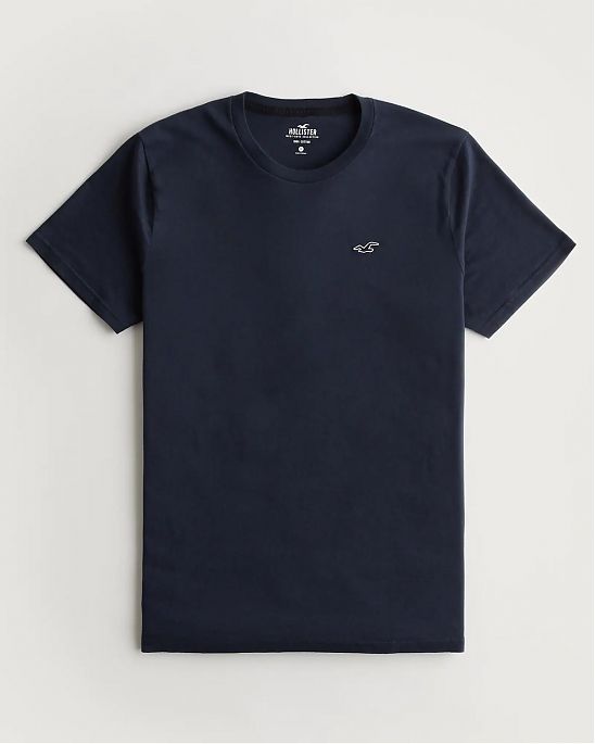 Moscow USA предлагает вам купить футболку Hollister темно-синего цвета с нашитым лого. Модель 06248. Доставка по России, Москве и области, самовывоз.