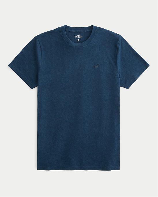 Moscow USA предлагает вам купить футболку Hollister темно-синего цвета с нашитым логотипом. Модель 07149. Доставка по России, Москве и области, самовывоз.