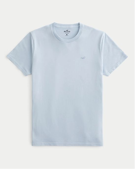 Moscow USA предлагает вам купить мужскую футболку Hollister голубого цвета с логотипом 07091. Доставка по России, Москве и области, самовывоз.