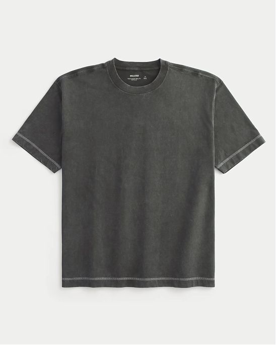 Мужская футболка Hollister из плотного хлопка с контрастной строчкой. Оригинальная модель 08165, бесплатная доставка и примерка по России