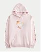 Женская толстовка с капюшоном Hollister розового цвета с графикой Café. Модель 07675. Подробное описание и цена товара. Бесплатная доставка по России, Москве и Области от Moscow USA