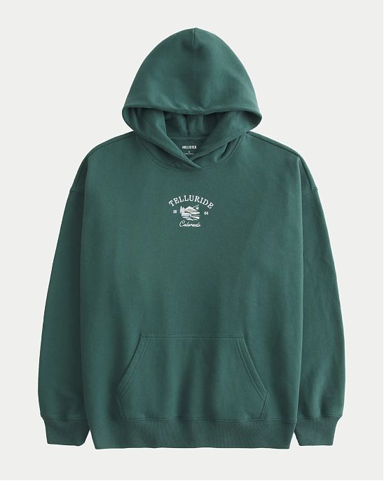 Женская толстовка с капюшоном Hollister зеленого цвета с графикой Telluride Colorado. Модель 07674. Подробное описание и цена товара. Бесплатная доставка по России, Москве и Области от Moscow USA