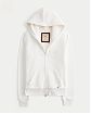 Женская толстовка Hollister на молнии с подкладкой Sherpa белого цвета. Оригинальная модель, бесплатная доставка и примерка по России.