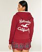 Женская толстовка Hollister на молнии с подкладкой Sherpa красного цвета. Оригинальная модель, бесплатная доставка и примерка по России.
