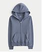 Женская толстовка Hollister на молнии с капюшоном в серо-голубом цвете. Оригинальная модель 08167, бесплатная доставка и примерка по Москве и России