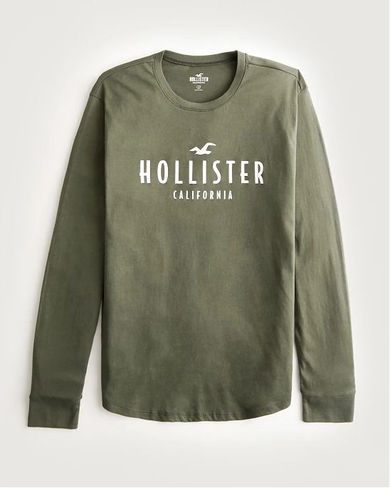 Женская футболка Hollister зеленого с белой графикой и логотипом. Модель 06598. Доставка по России, Москве и Области от Moscow USA