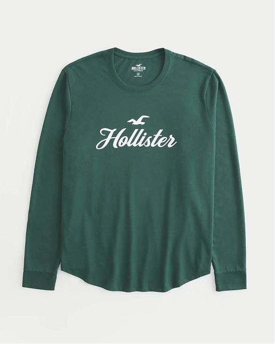 Женская футболка Hollister зеленого цвета с белым логотипом. Модель 06639. Доставка по России, Москве и Области от Moscow USA