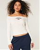 Женская футболка лонгслив Hollister белого цвета с нашитой надписью и лого Лондона. Модель 07772. Бесплатная доставка по России, Москве и Области от Moscow USA