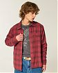 Мужская фланелевая рубашка-куртка Hollister красного цвета в клетку с теплой подкладкой. Оригинальная модель 08133, бесплатная доставка и примерка по России.